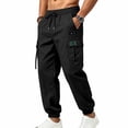 thumbnail image 2 of Zekutng Cargo Pants for Men Strap Decor Small Label Drawstring Tapered Jogger Pants,Sizes S-3XL, 2 of 6