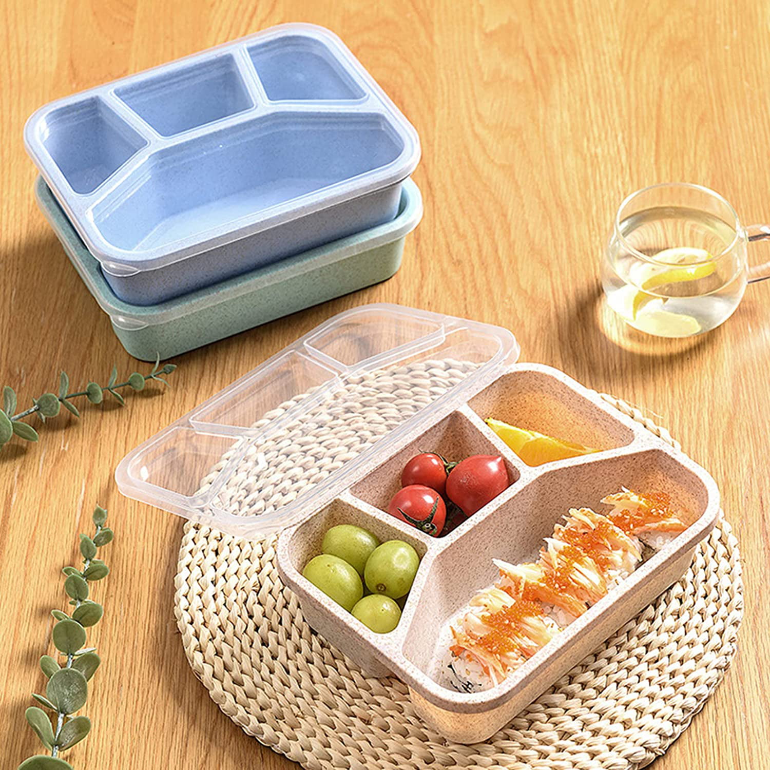 TRIANU Lunch Box Food Containers for Kids and Toddler, 4 Compartment Meal  Prep Containers Snack Containers, Divided Food Storage Containers for  School