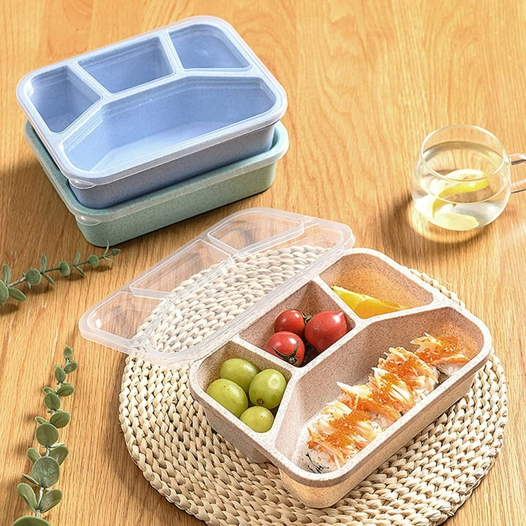 4 Pack Snack Containers, Bomutovy Reusable Snack Box, 4 Compartments Meal Prep Lunch Containers for Kids Adults, Divided Food Storage Containers for