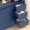 thumbnail image 7 of Homfa 70.9'' Kitchen Pantry Cabinet with Charging Station and LED Light, 3 Drawers Buffet Storage Cabinet with Glass Doors and Adjustable Shelves, Blue, 7 of 7