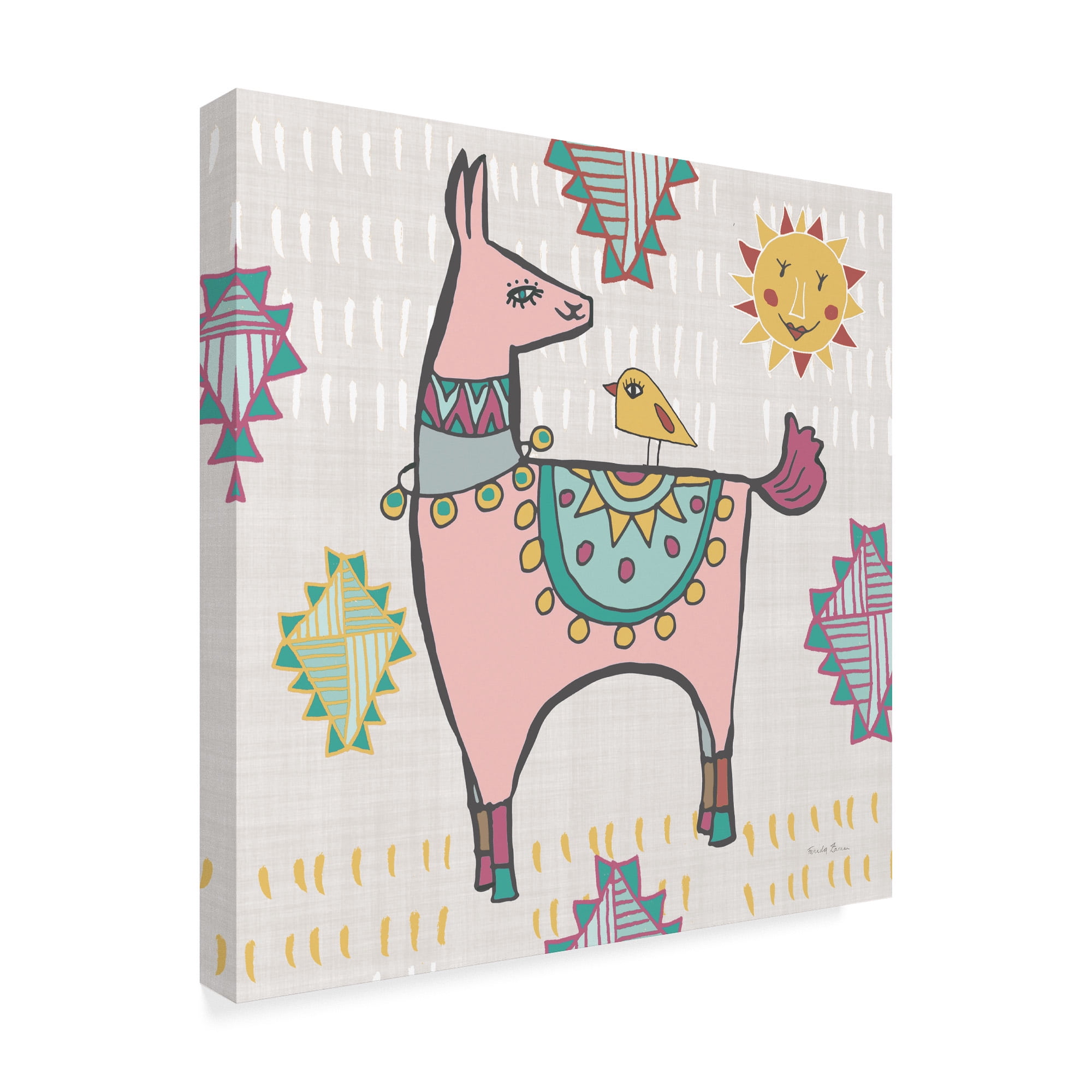 Trademark Fine Art 'Playful Llamas III' Canvas Art by Farida Zaman