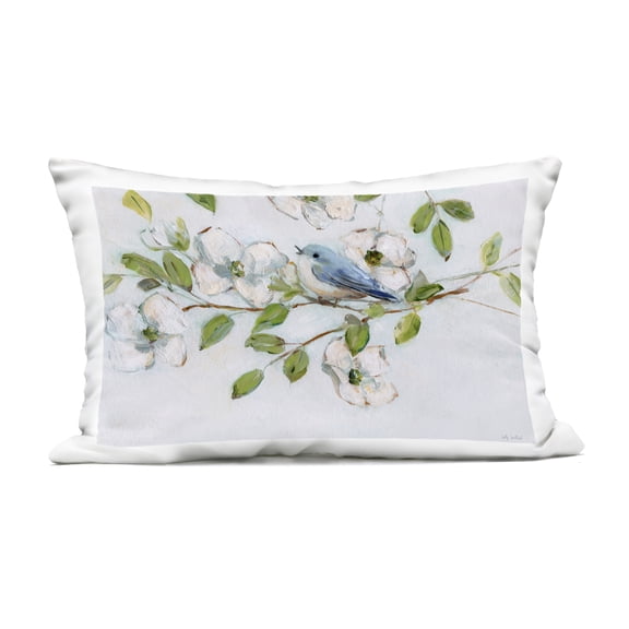 Stupell Industries Bluebird on Dogwood Branch Design by Sally Swatland Outdoor Printed Pillow