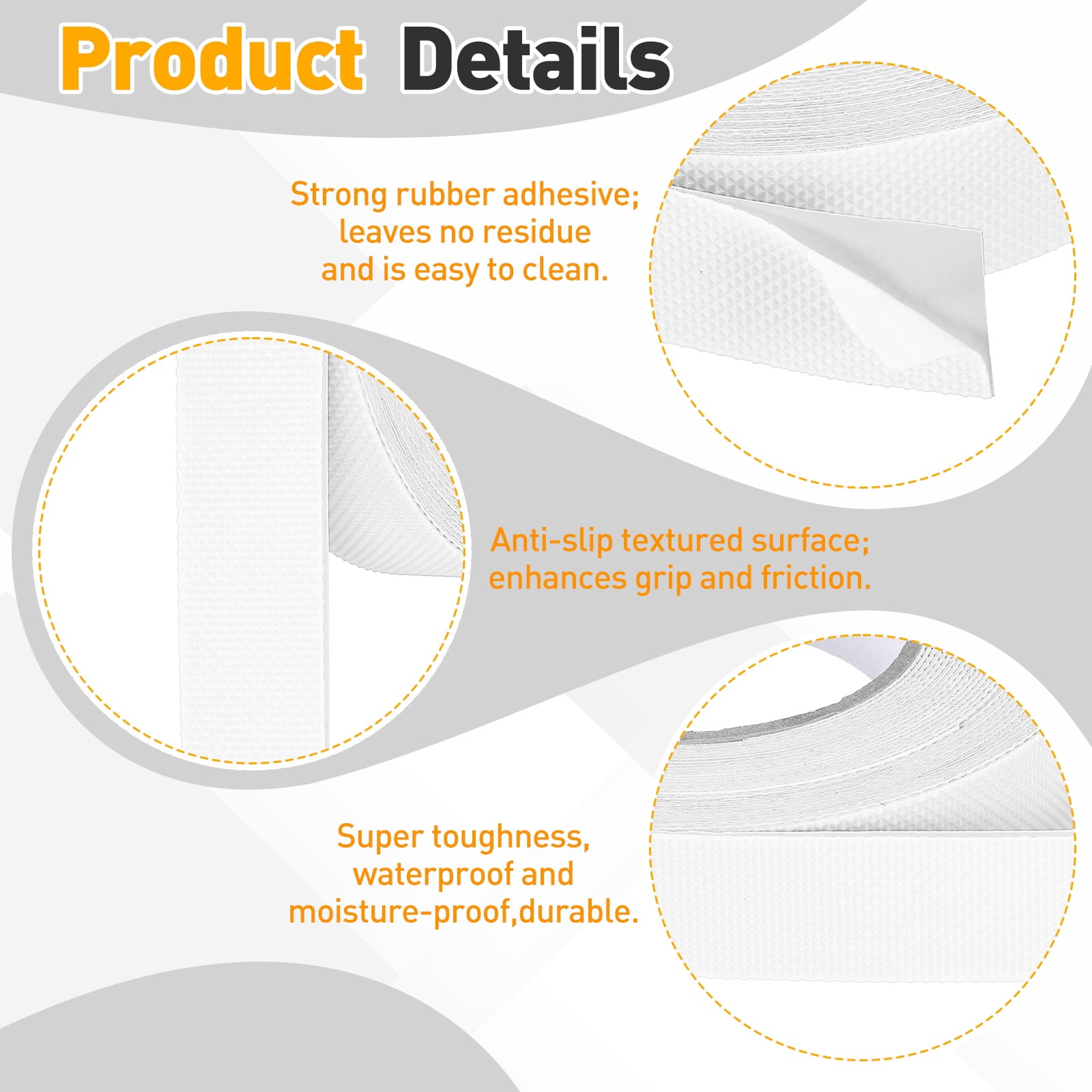 Uxcell 2 Pack Rubber Grip Tape, 1 in x 33 ft Non-Slip Tape with Texture Waterproof Adhesive Non-Abrasive Grip Tapes for DIY Tool, Indoor & Outdoor Stair Steps, Ramp, White