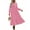 Rose Red, variant on UVN Fall Long Dress for Women Crewneck Casual Long Sleeve Pleated Dresses with Pockets