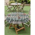 thumbnail image 4 of Outdoor Tablecloth with Umbrella Hole for Patio/Picnic/Party/Camping, Boho Green Striped Waterproof Table Cloth Round Cover Washable, Beige Ethnic Tribe Southwestern Vintage (Dia 54"), 4 of 9