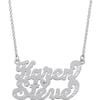 Personalized Planet Sterling Silver Diamond-Cut Couple's Script Name Pendant, 18"