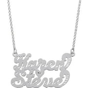 Personalized Planet Sterling Silver Diamond-Cut Couple's Script Name Pendant, 18"