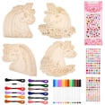thumbnail image 1 of 1 juego de manualidades de madera con unicornio, recortes de madera en blanco, manualidades para pintar unicornios, decoraciones de unicornio sin terminar, recortes, suministros para colorear, 1 of 8