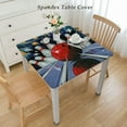 thumbnail image 2 of HAOXIT Bowling Party Tablecloth, Ball Crash Image Aim Party Game Design, Dining Room Kitchen Rectangular Table Cover, Multicolor 44''x44'', 2 of 7