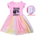 thumbnail image 3 of Taylor Swift Niñas Vestido De Verano De Algodón De Dibujos Animados Lindo Impresión De Manga Corta Tul Dobladillo Los Niños, 3 of 4
