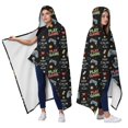 thumbnail image 2 of Wearable Blanket,Multicolor Controllers Games Icons Black Pattern Hooded Wearable Flannel Blanket for Adults & Teens,Winter Poncho Shawl Wrap Cape Cozy Anti-Pill,60"x80", 2 of 5