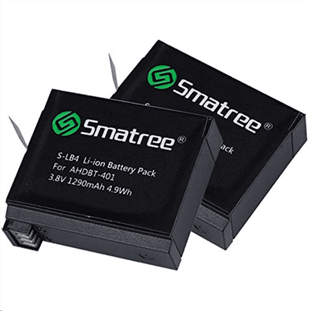 Smatree® 1290mAh Replacement Li-ion battery (2-Pack) for GoPro Hero 4 (2 x