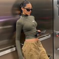 thumbnail image 6 of Women'S Sports Jackets Yoga Jackets with Zippers Short Sports Slim Tops Army Green M, 6 of 7