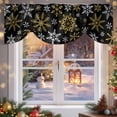 thumbnail image 6 of Winter Yellow Snowflake Tie Up Valances Curtain, Christmas White Snowflake Black Adjustable Rod Pocket Short Window Treatment Tie Up Curtains Valances for Kitchen Living Room Bathroom 54x18 Inches, 6 of 9