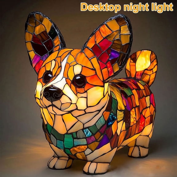 HzyK Corgi Lamp, Novelty Dog lamp, Dogs Series Art Night Light, Vintage Pet Dogs Themed Tabletop LED Night Light for Home Decor, Fun Gift for Pet Lovers, Family, Friends