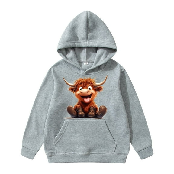 XJZMD Girls Hoodies Sweatshirts Cattle Long Sleeved Hoodie For Children Children's Winter Daily Leisure Warm Clothing Holiday 13 Years-14 Years