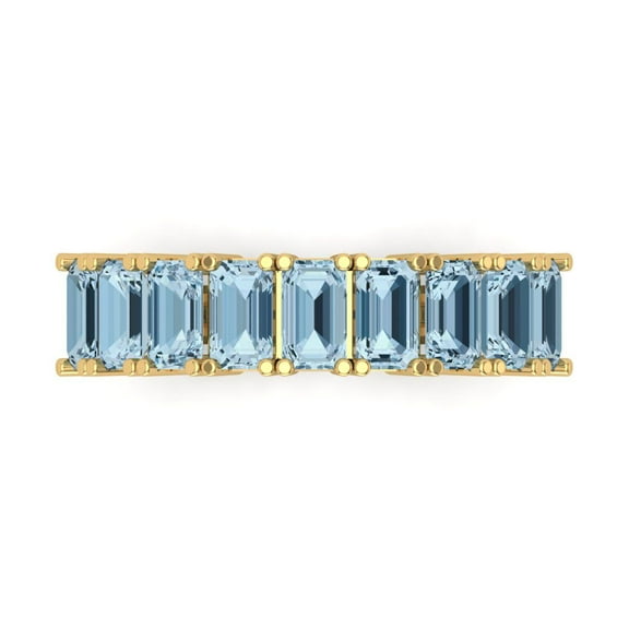 2.61 ctw Wedding Band for Women - 14K Yellow Gold Natural Aquamarine Stackable Eternity Ring