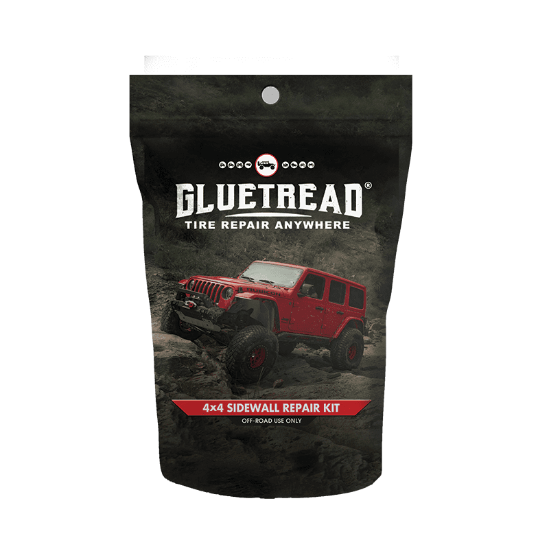 GlueTread 4x4 Sidewall Puncture Repair Kit for OffRoad Use Only Including Accelerator