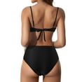 thumbnail image 5 of TOWED22 High Waisted Bikini Sets for Women Two Piece Swimsuit V Neck Twist Front Adjustable Spaghetti Straps Bathing Suit（Black,S）, 5 of 7