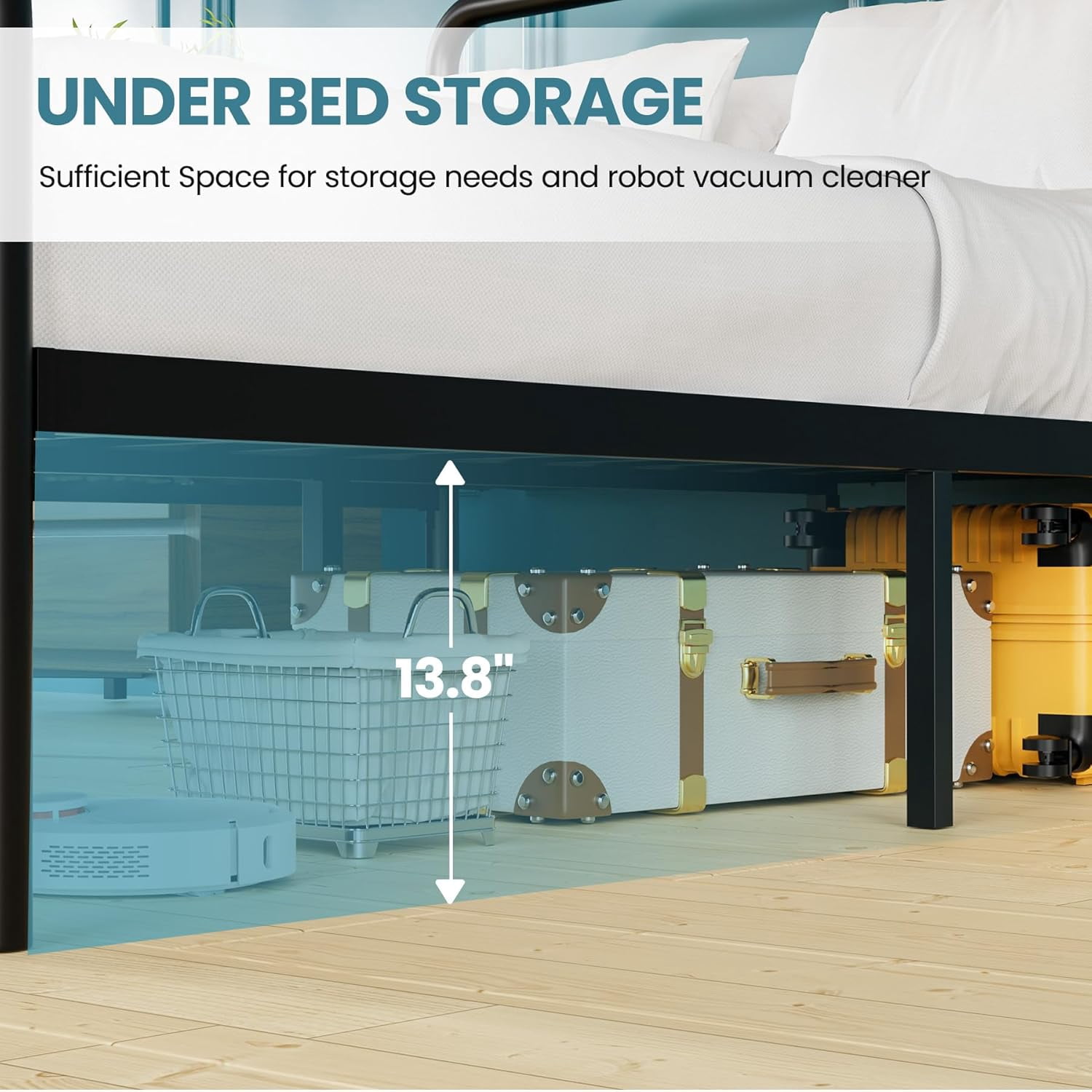 Flolinda Classic Full Size Metal Platform Bed Frame，Heavy Duty Steel Slat Supported Full Bed Frame, Under Bed Storage, No Box Spring Required