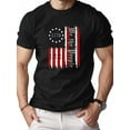 thumbnail image 1 of Camiseta de algodón puro para hombre, diseño de bandera estadounidense, G500, ajuste cómodo, camiseta deportiva de ocio, 1 of 5