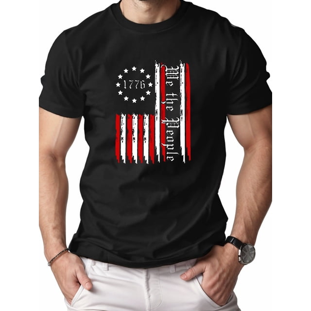 Camiseta de algodón puro para hombre, diseño de bandera estadounidense, G500, ajuste cómodo, camiseta deportiva de ocio