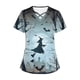 thumbnail image 4 of Tops Cortos para las Mujeres, Halloween Impreso en Cuello en V con Bolsillo, Moda Casual Manga Corta, 4 of 5