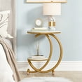 thumbnail image 3 of Fnova Industrial C - Shaped Side Table, 19.68" End Table with Storage Shelf, Geometric Shapes, Metal Frame for Study, Kitchen, Dining Room, Living Room, Easy Assembly, 3 of 10