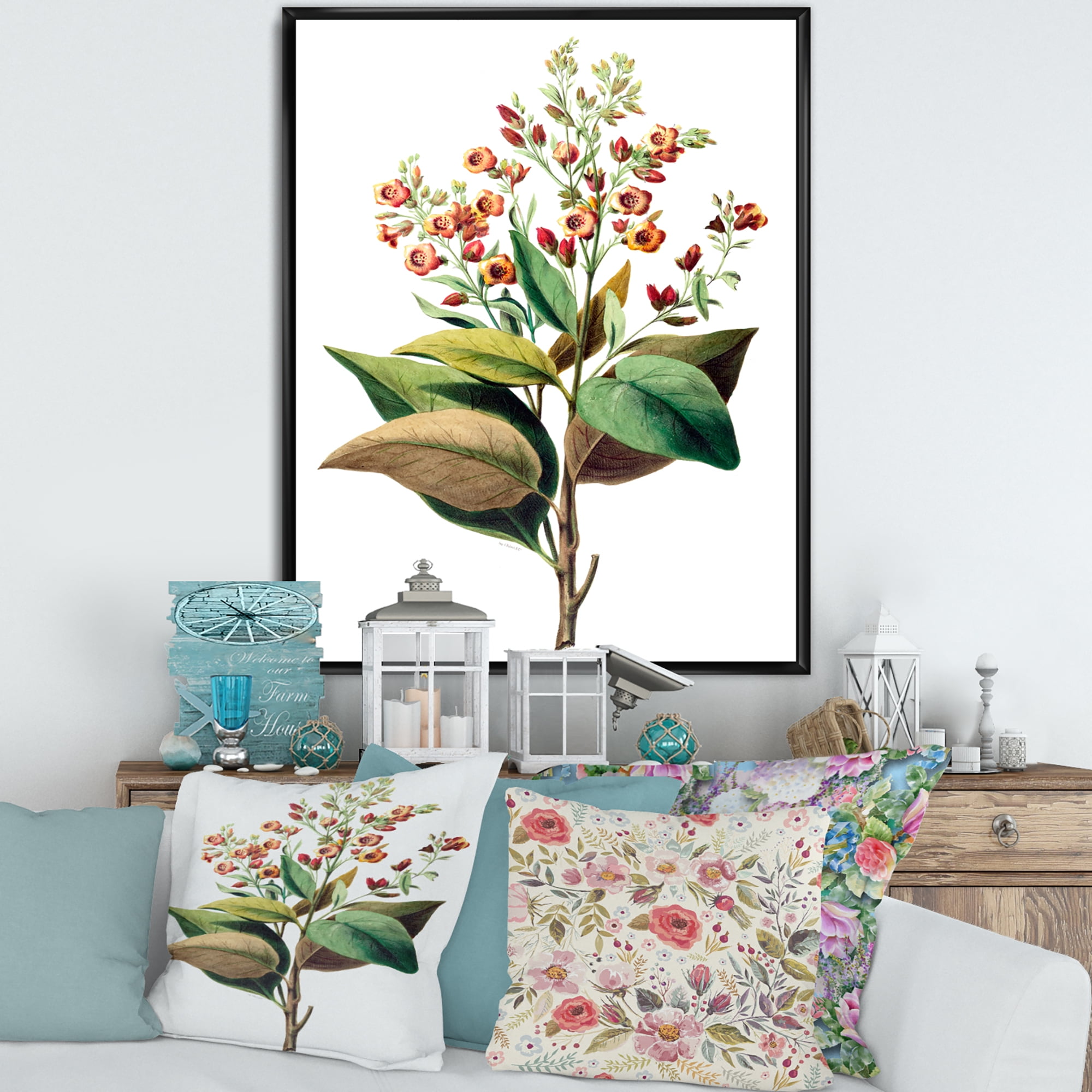 Designart 'American Vintage Flowers II' Traditional Framed Canvas Wall Art Print
