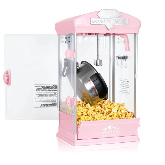 Pink 8 oz Countertop Popcorn Machine ,480W Stainless Steel Kettle, Home Theater Popcorn Popper.