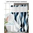 thumbnail image 4 of No Hook Cloth Fabric Shower Curtain with Snap in Liner, Blue Striped Ombre Waterproof Shower Curtains Set with See Through Top Window, Modern Blue Moire Geometric Bath Curtains Shower 72"x96", 4 of 6