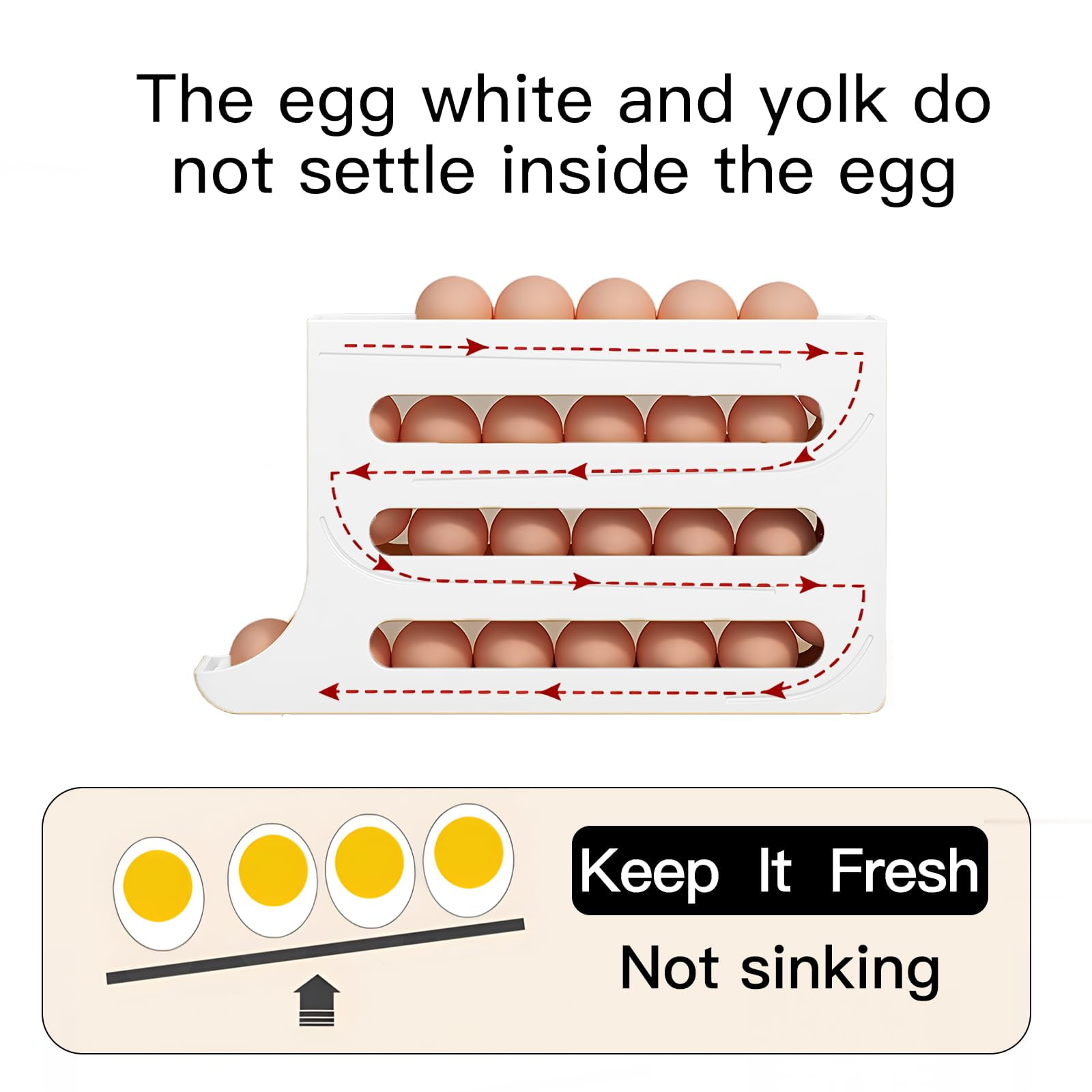2 groupsEgg Dispenser Automatic Rolling Egg Tray Organizer, Space Saving Refrigerator Egg Roller, Holds 28 Eggs Simultaneously,for Refrigerator,Kitchen,Cabinets,and Dining Table (Grey)