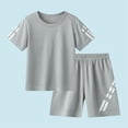 thumbnail image 2 of TOWED22 Toddler Baby Boy Clothes Outfits Funny Pattren Letter Short Sleeve T Shirt with Shorts 2 Peices Outfits(Grey,7-8 Y), 2 of 4