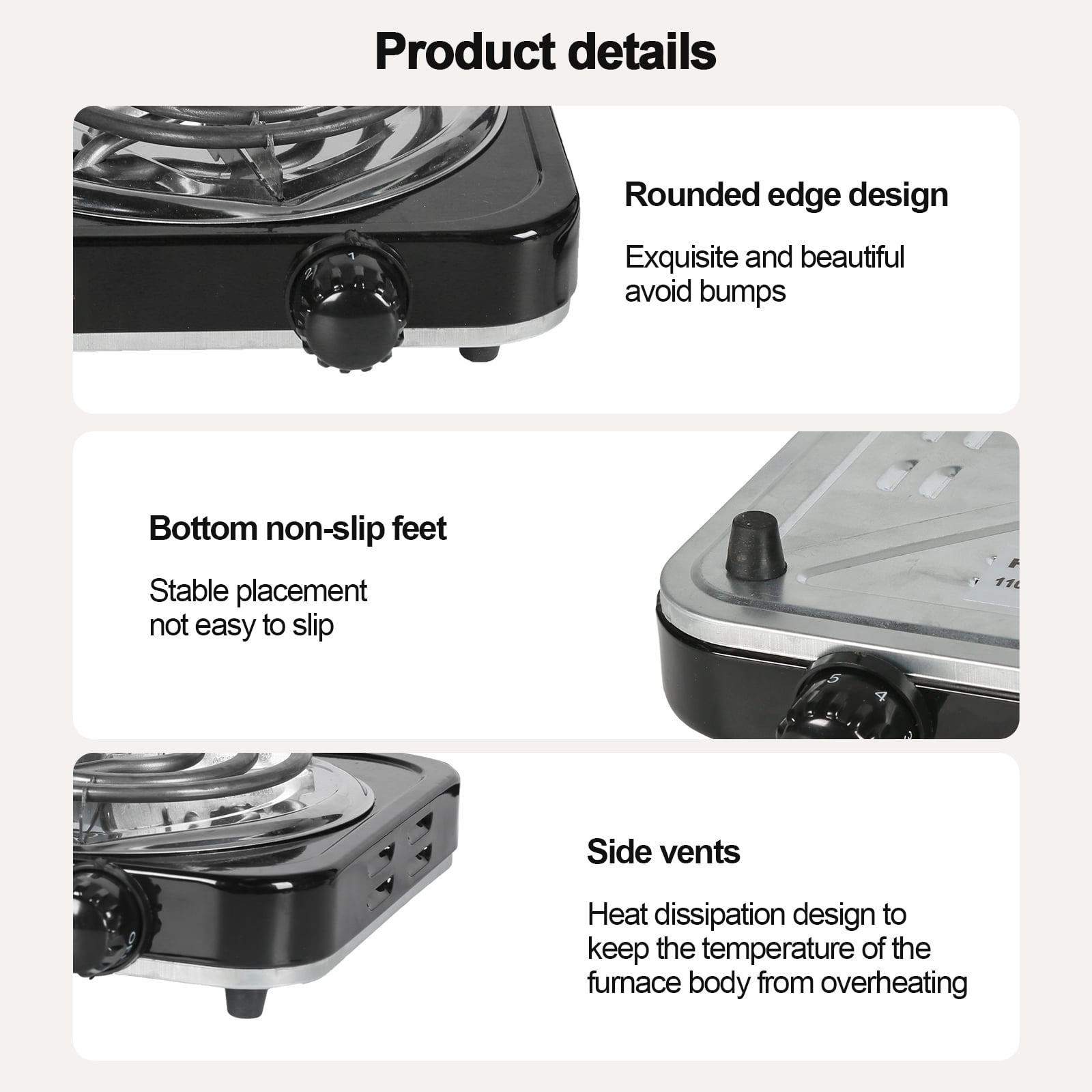 GASHOME Electric Single Burner, 1000W Portable Hot Plate Stove Cooktop for Camping & Dorm Cooking