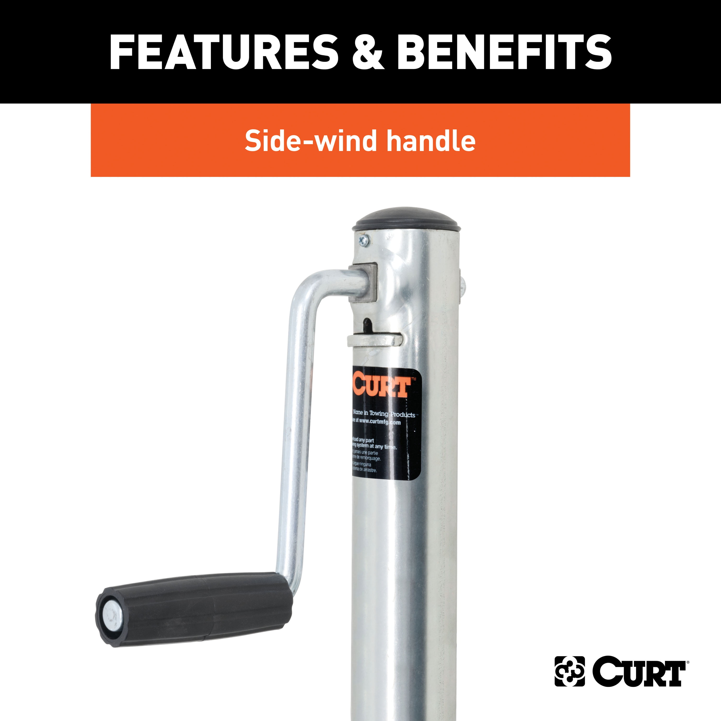 CURT 28156 Marine Boat Trailer Jack with 6-Inch Wheels, 1,500 lbs. 10-3/8 Inches Vertical Travel