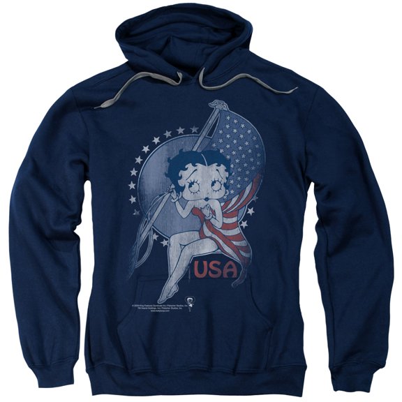 Betty Boop Proud Betty Adult Pullover Hoodie Sweatshirt Navy
