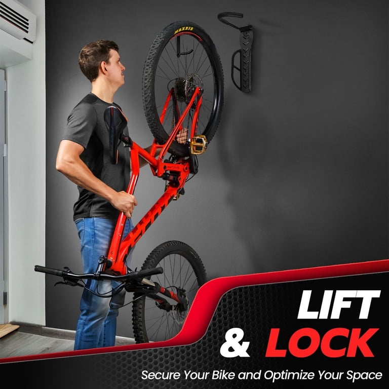 Swivel Bicycle Wall Mount – Vertical Bike Rack With Rotating Bracket For Garage Storage, MTB & Road Bikes (Red, 1-Pack)