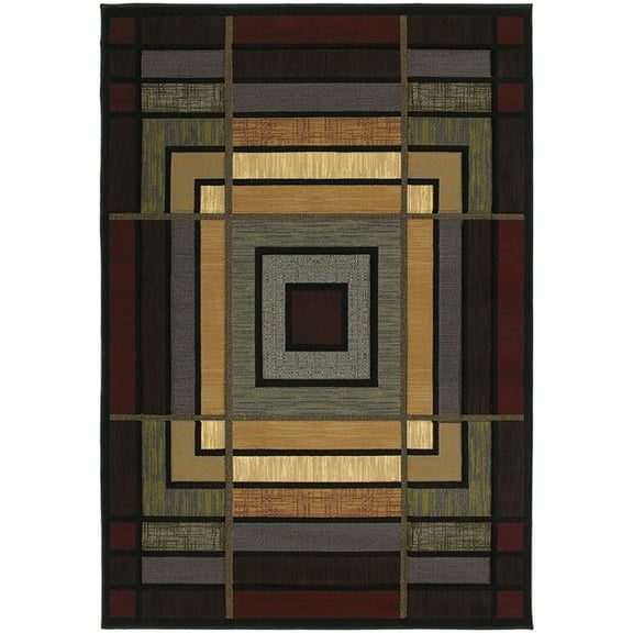 Designer Home Angles Area Rug 510-25066 Ambience Blue Panels Blocks 5' 3" x 7' 6" Rectangle