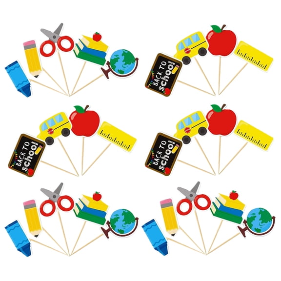 FELTECHELECTR teacher cake topper Cake Toppers Bamboo Decorative Students Back to School Party 27 Pcs
