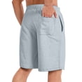 thumbnail image 3 of Domuza Mens Casual Shorts Elastic Waist Shorts Stretch Drawstring Summer Beach Shorts Light Gray L, 3 of 3