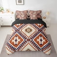 thumbnail image 2 of jejeloiu Southwestern Aztec Geometric 7-Piece Bedding Comforter Set,Rustic Western Boho King Bedding Sets,Orange Beige Triangle Rhombus Bed Sheets For Teens,Ultra Soft Home Decor Reversible, 2 of 8