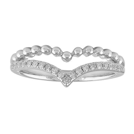 Topaz Bubble - 1/6 cttw Diamond Chevron Bubbles Ring, Sterling Silver