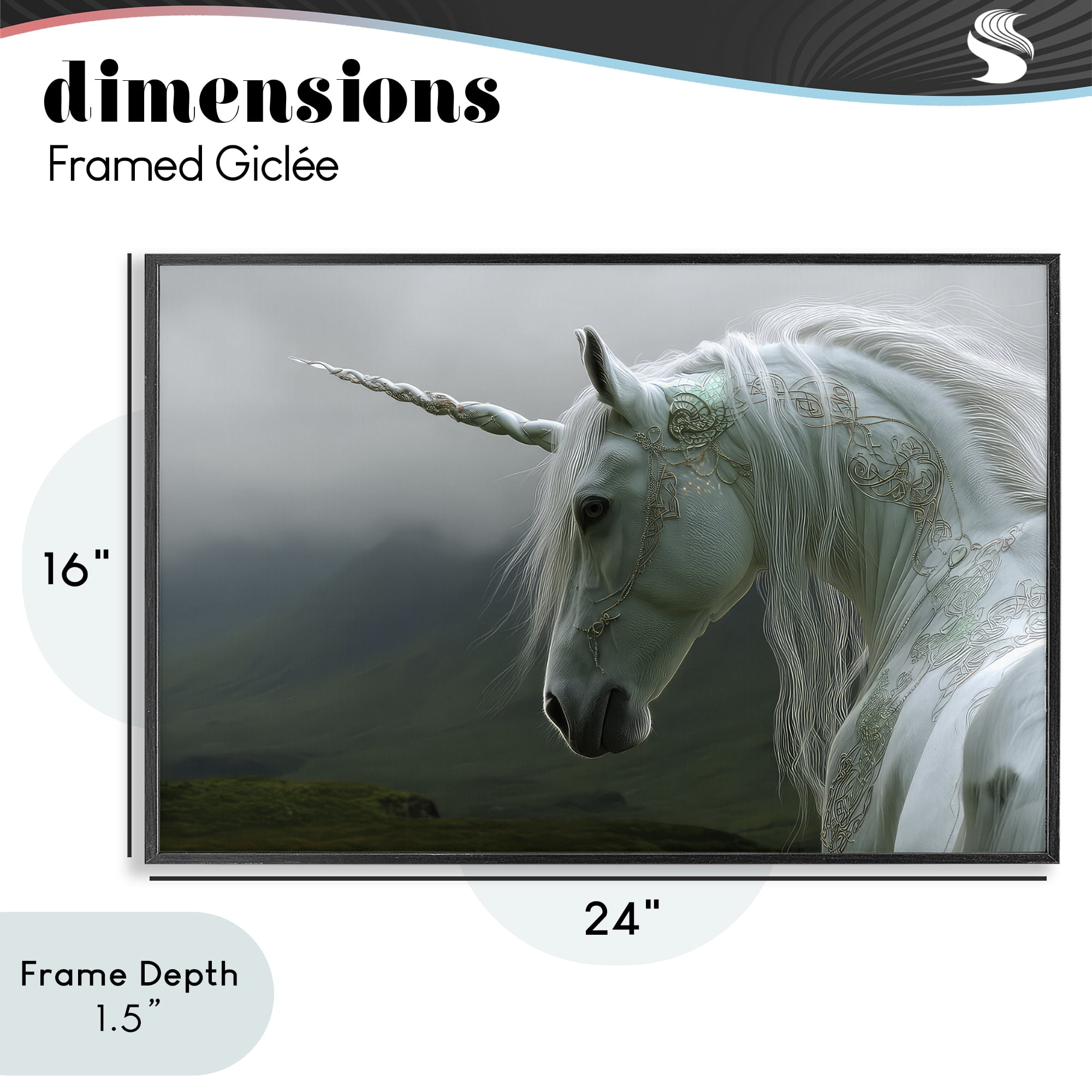 Stupell Industries Dreamy Celtic Unicorn Black Framed Giclee Art, design by The Wands Want