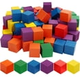 thumbnail image 1 of Paquete de 100 bloques de madera de colores, 3 x 3 x 3 cm, 6 cubos de madera cuadrados de colores naturales, para hacer rompecabezas, juguetes educativos de matemáticas para niños y regalos, 1 of 4