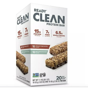 Come Ready Clean Protein Bars 20 count - 10 Chocolate Peanut Butter & 10 Dark Chocolate Sea Salt