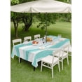 thumbnail image 4 of Outdoor Tablecloth with Umbrella Hole for Patio/Picnic/Party/Camping, Aqua Ombre Waterproof Table Cloth Rectangle Table Cover Washable, Modern Moire Abstract Art Aesthetics (52"x 70"), 4 of 9