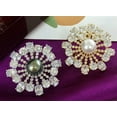 thumbnail image 3 of K-KED Natural 10-11mm Black Pearl Crystal Flower Brooches 18KGP For Women, 3 of 3