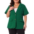 thumbnail image 2 of DARING DIVA Women's Plus Casual Blazers Short Sleeve Notched Lapel Blazer 2X Dark Green, 2 of 6
