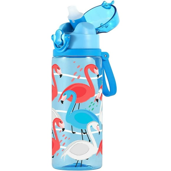 Cute Water Bottle for School Kids Girls Boys, BPA FREE Tritan, Soft Silicone Straw, Leak Proof, Easy Clean, Soft Carry