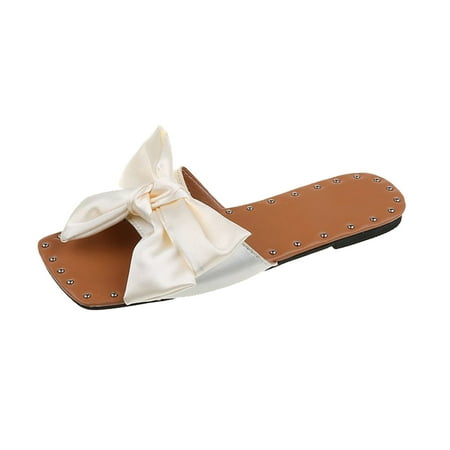

ZTTD Women Ladies Girls Flat Bowknot Casual Sandals Slippers Beach Shoes Women s Slipper A